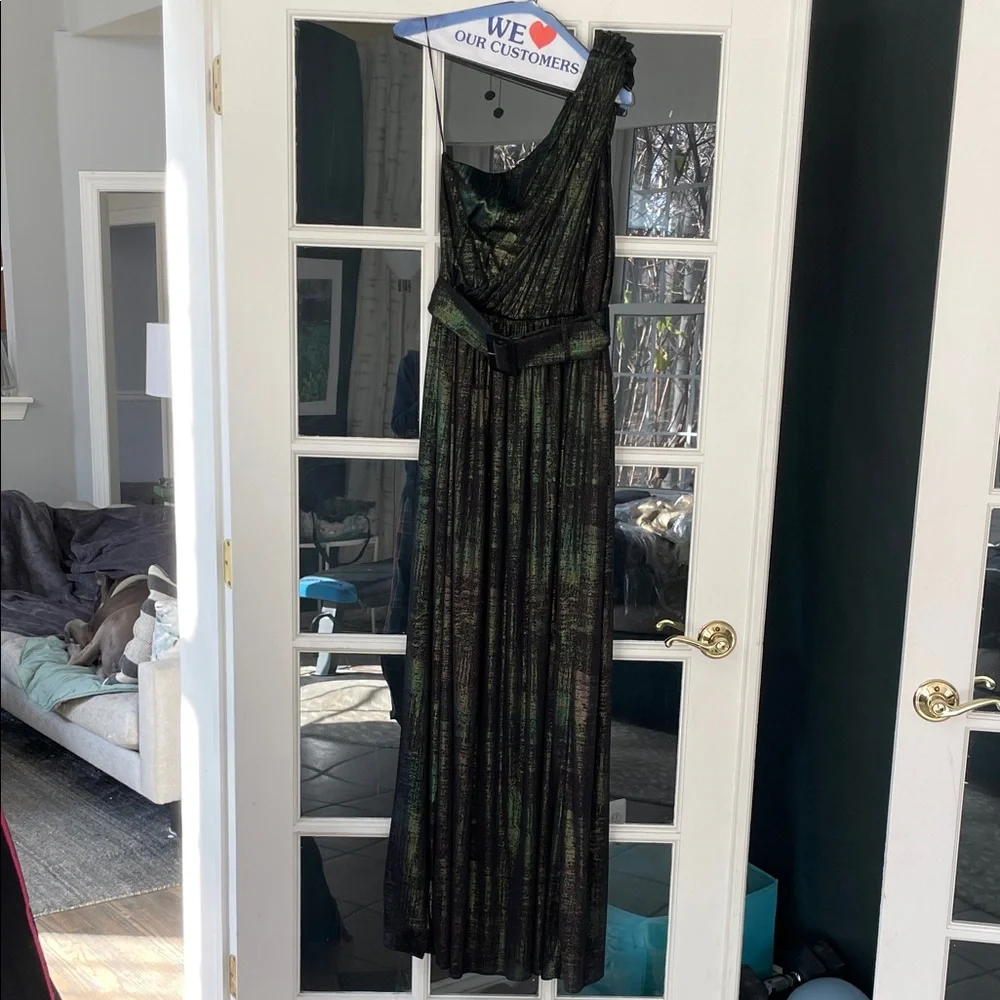 Retrofete Andrea One-Shoulder Metallic Black Dress - Picture 7 of 9